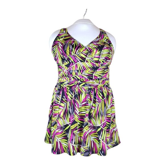 D&Co Beach Tropical Print Swim Dress Slimming With Built-In Bra Size 14 - Picture 1 of 16
